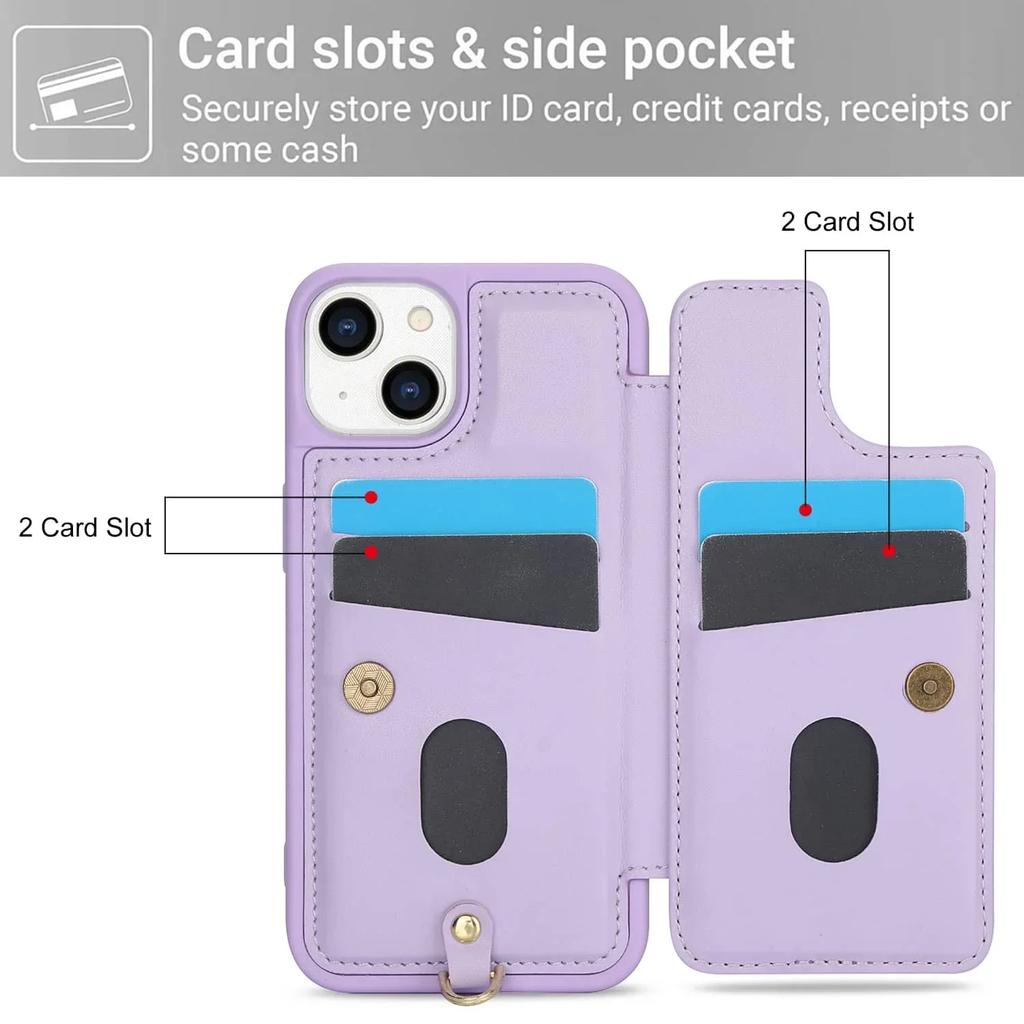 For iPhone 13 12 11 Pro Max SE 2026 7 8 Plus X XS XR XS Max Case, Wallet with Card Holder, Cute Flower Design Crossbody Purse