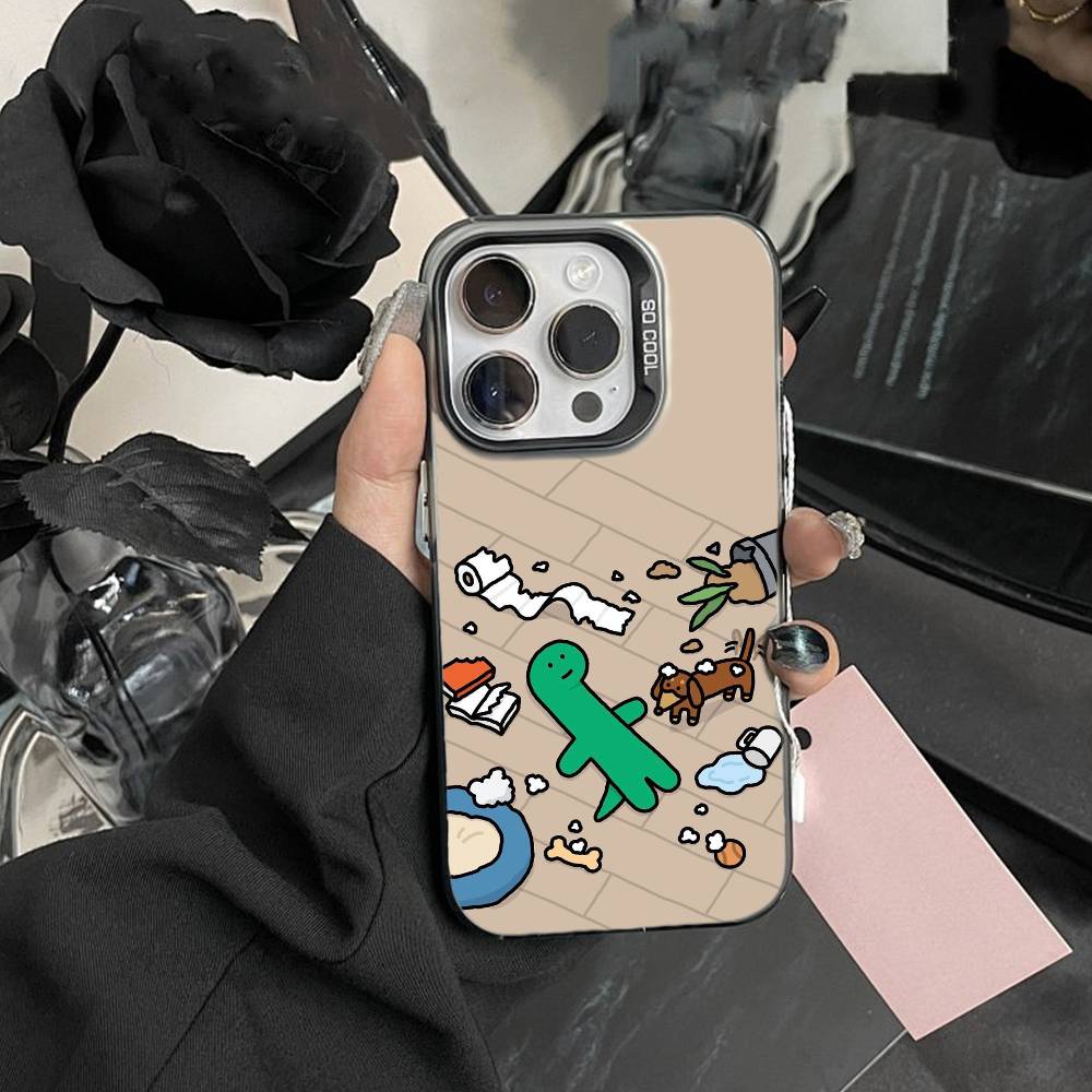 Süße Cartoon K-Jurassic Handyhülle Für IPhone 16 17 15 14 12 13 Pro Max Schwarze Farbe Stoßfeste Hülle