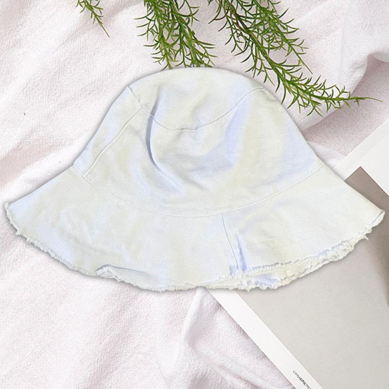 Rough Edge Bucket Hat Women's Summer Visor Casual Hat Edging Basin Hat Foldable Washable