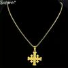 Christian Jerusalem Cross Pendant Necklace For Men Stainless Steel Bible Verse Lord's Prayer Chain Religious Jewelry Collar