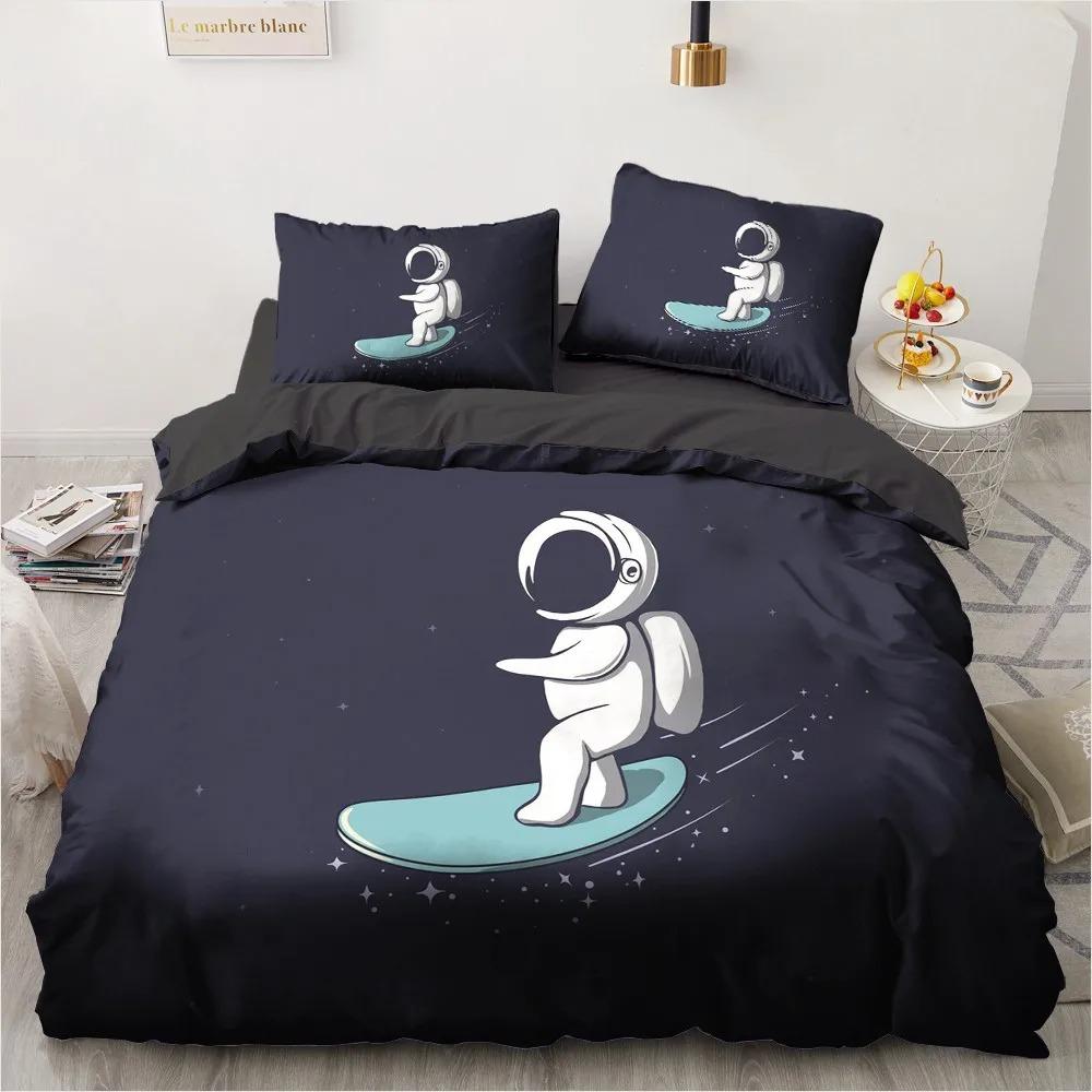 Cartoon Astronaut Outer Space Bedding Set Teens Boys Home 23 Piece Duvet Cover Set Pillowcase Single Twin King Quilt Cover Set