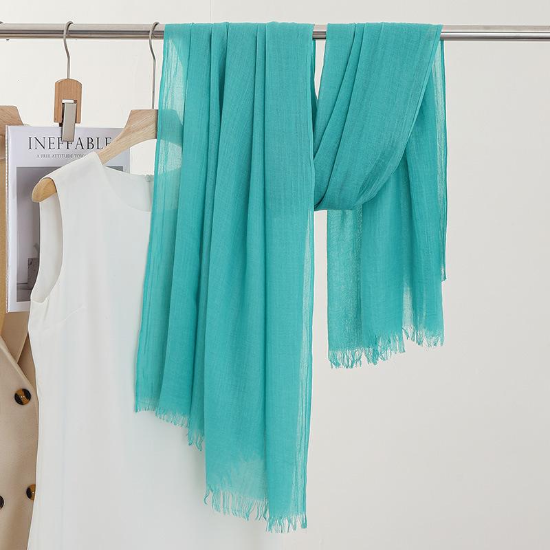 Monochrome Thin Scarf Women'S Sunscreen Shawl Solid Color Simple Imitation Cotton And Linen Silk Scarf High-End Yarn