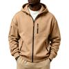 Men's Winter Color Hooded Zip-Up Sweatshirt with - Pockets for Daily Wear