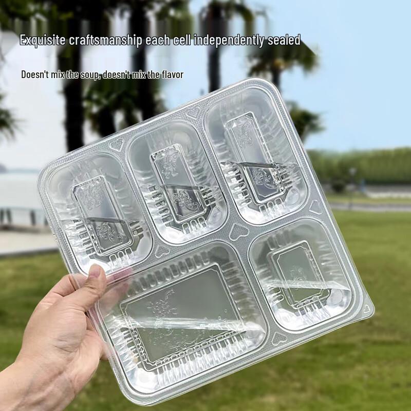 Disposable 5-Compartment Takeout Lunch Boxes