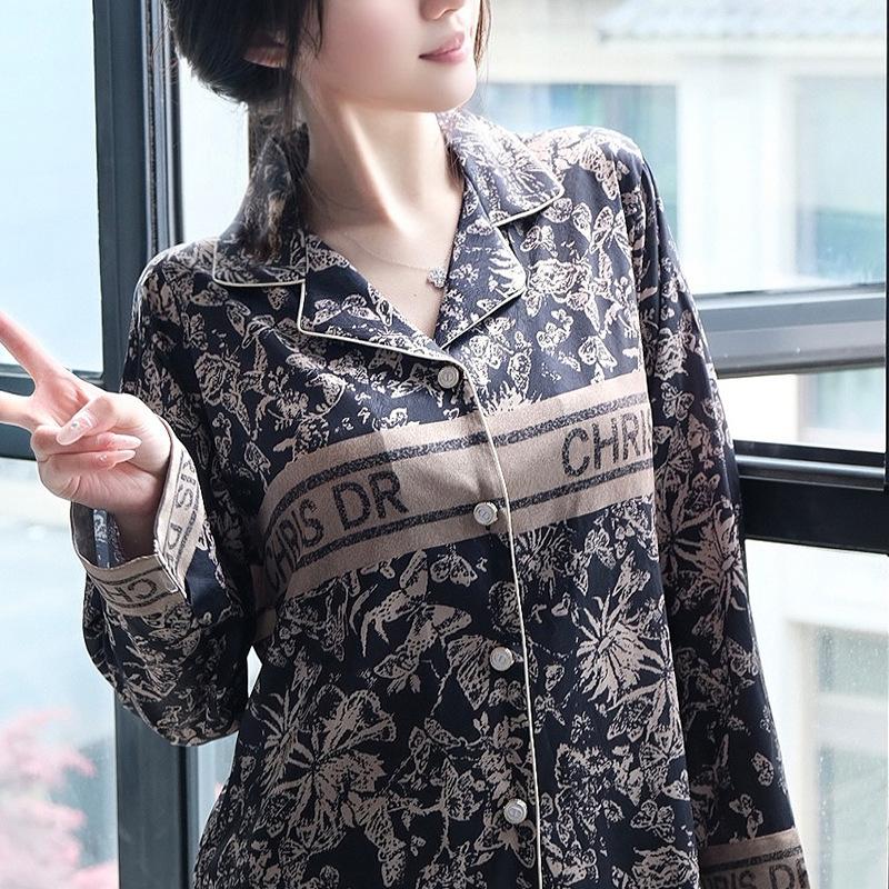 

Весенняя черная и золотая домашняя одежда из ледяного шелка с длинными рукавами XL