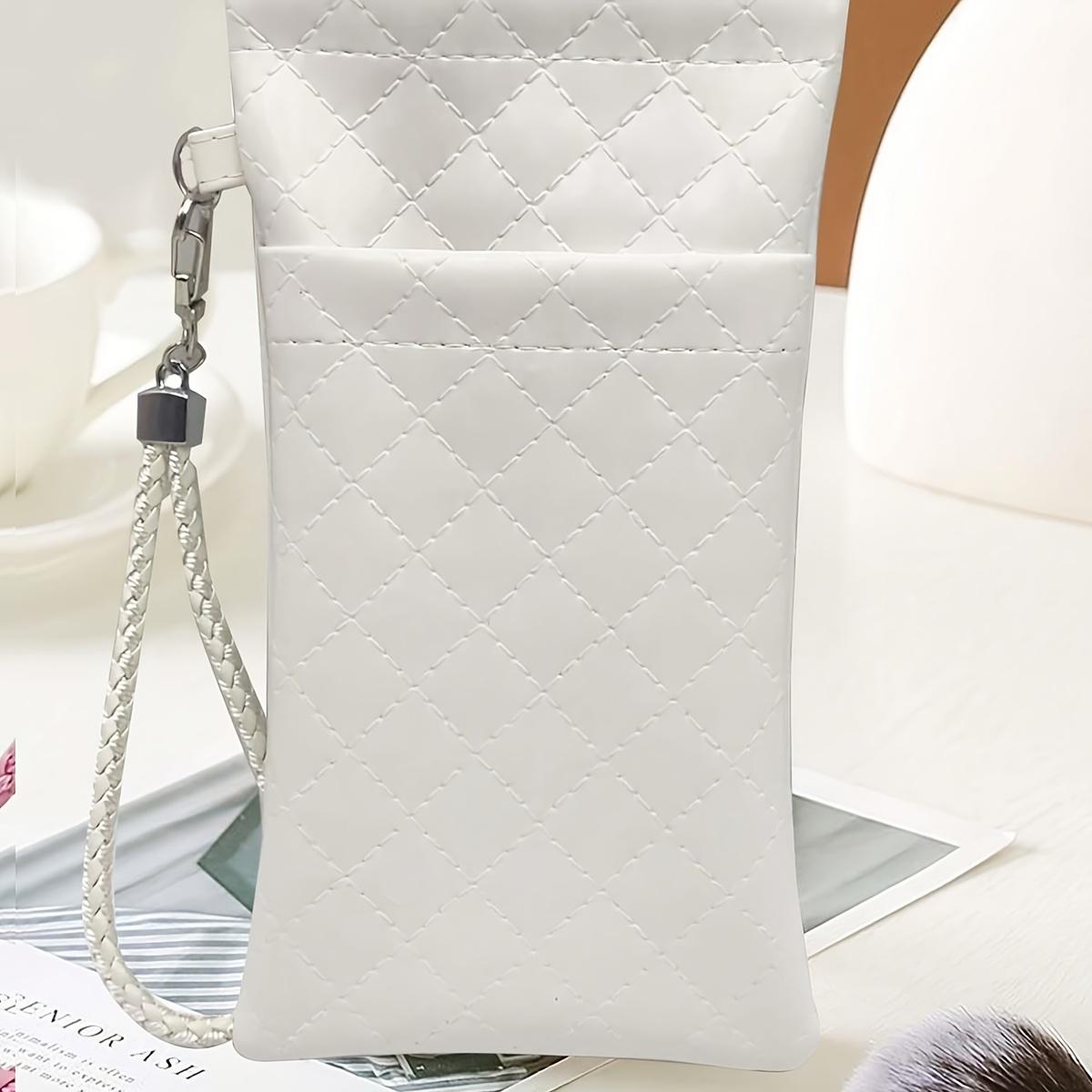 

Модная двухслойная сумка для очков с подвесной цепочкой - женская сумка для хранения очков, прочный материал ПВХ белый