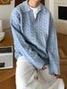 Men's Gray Two-Piece Pilling-Resistant V-Neck Sweater – Korean Style Winter Knitwear