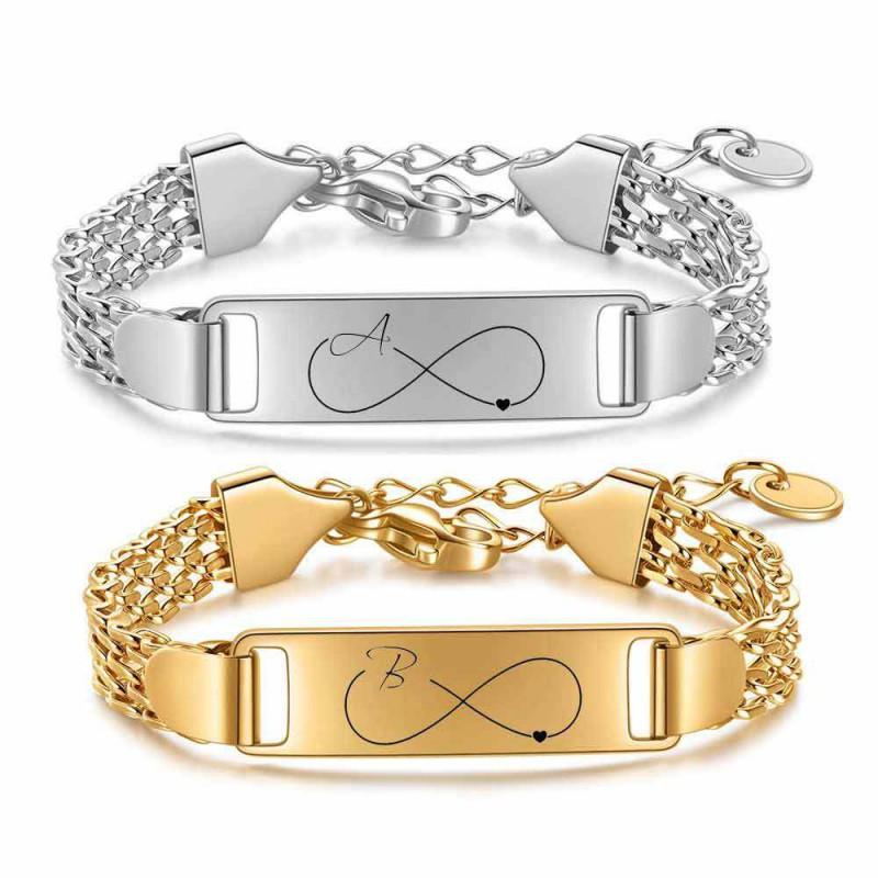 Stainless Steel 8mm Mesh Heart Infinity Alphabet Bracelet Kids Minimalist Geometric Charm Jewelry