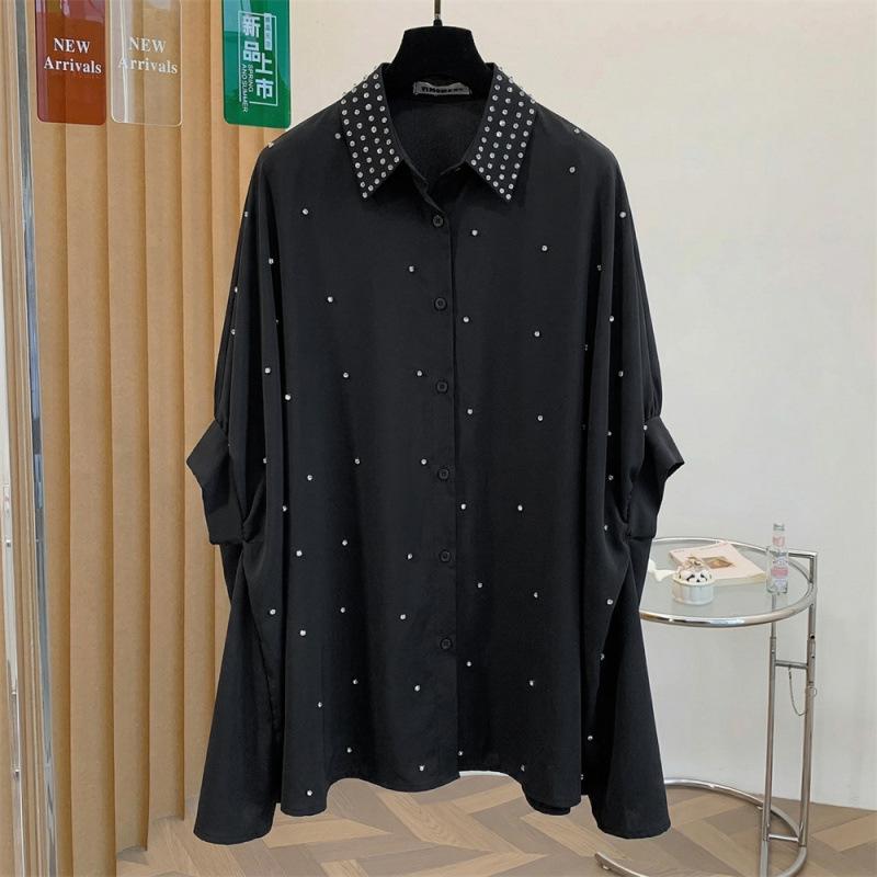 Camicia Larga Taglie Forti Manica a Pipistrello Strass Stile Hong Kong Primavera/Estate 2026