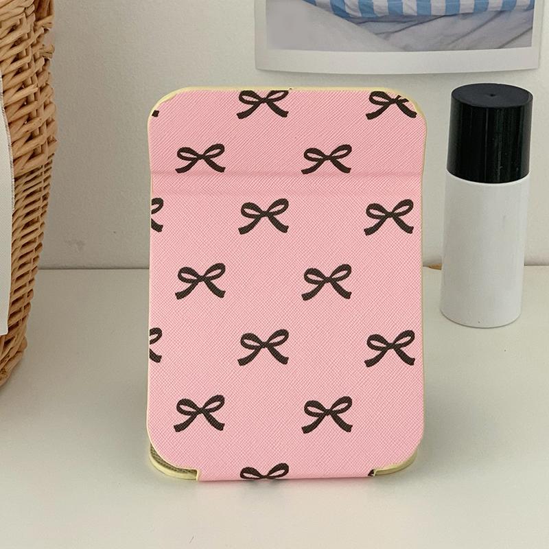 Tisch-Make-up-Spiegel Floral PU-Leder Schlicht Tragbar Handspiegel Faltbar Studenten Kompakt Niedlich Taschenspiegel