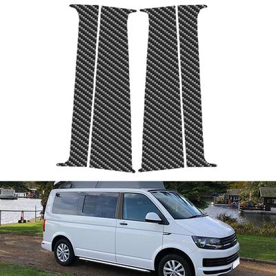 4Pcs Carbon Fiber Car Mirror Effect Car Door Middle Column Window Center BC Pillar Post Cover Trim Fit For VW T5/T6 2008-2021