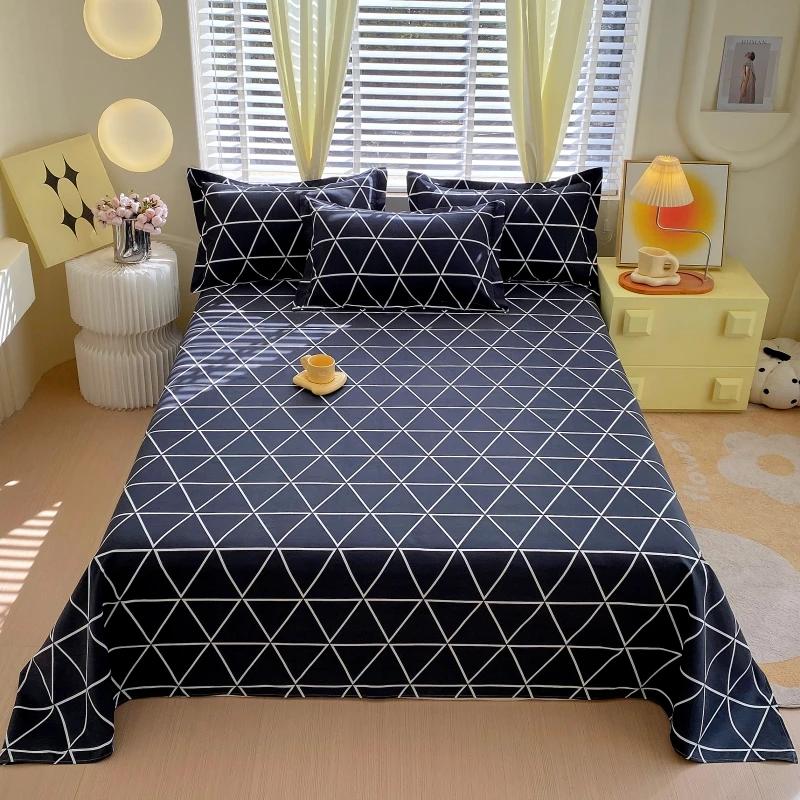 Geometric Patterns Bed Sheet Set 3Pcs Household Bedspread Pillowcases Fashion Skin-friendly Comfortable Breathable Bedding Set