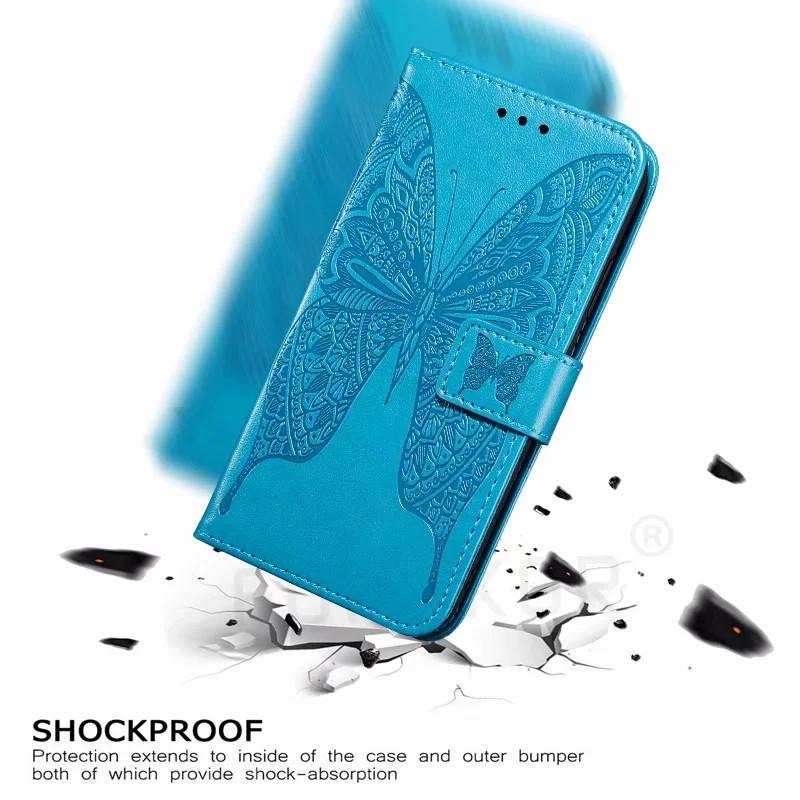 Magnetische Schmetterlings-Prägung Leder Klapphülle für iPhone 12/13