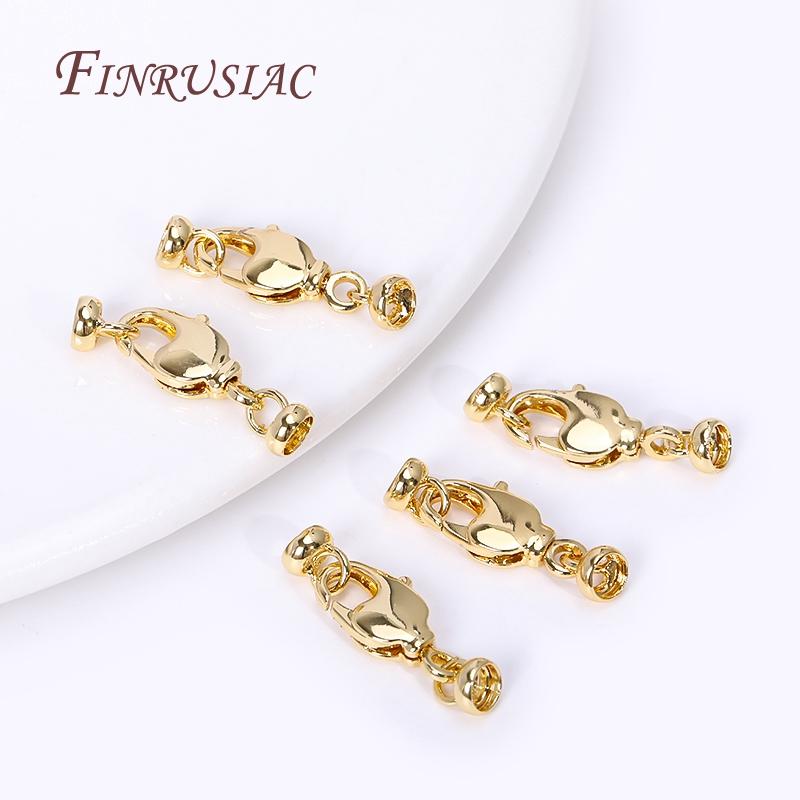 18K Gold Plated Brass Lobster Clasps For Jewelry Making,End Beads Cap Connector Clasps For DIY Necklace Bracelet Supplies