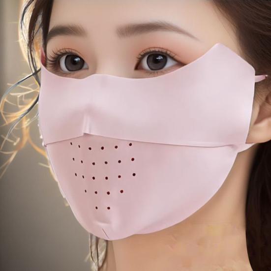 Face Guard Seamless Breathable Holes Design Sunscreen 3D Slim Design Face Guard UPF 50 Breathable Ice Silk Fabric Face Protector