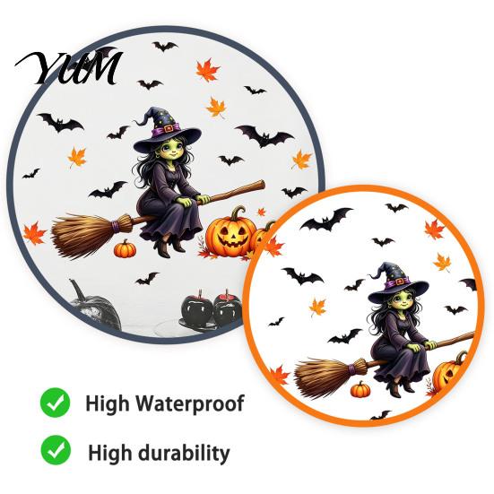 Safe Adhesive Autumn Scenery for Nursery Cute Halloween Wall Decals, Black Cat Witch Bat Pumpkin Stickers, Fall Removable Layered Three Dimensional