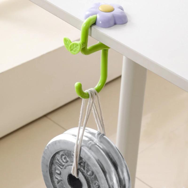 Flower Bag Hook No Drill Desk Hanger Portable Clamp for Table Edge Side Mount Organizer for Student School Classroom Desk