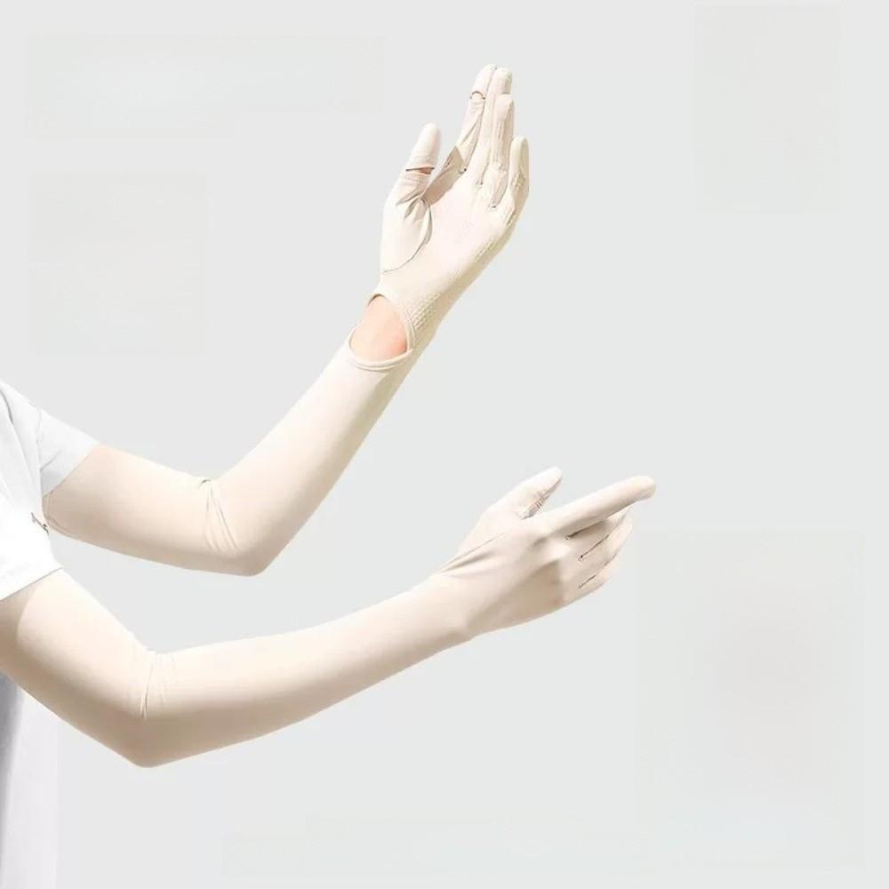 Sun Protection Long Sleeve Non-slip Sunscreen Sleeve Gloves Summer Arm Cover  Driving