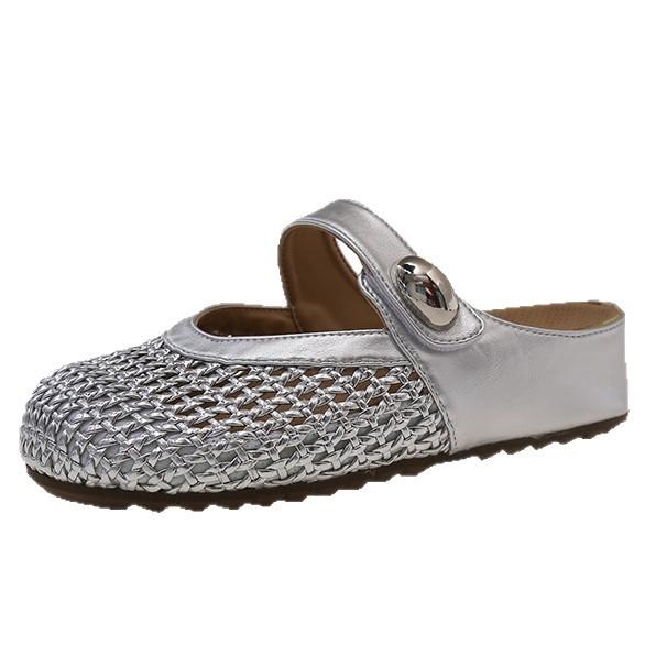 Fairy wind bag head half slippers female outer wear 2025 summer new one pedal with skirt mesh Birkencool slippers