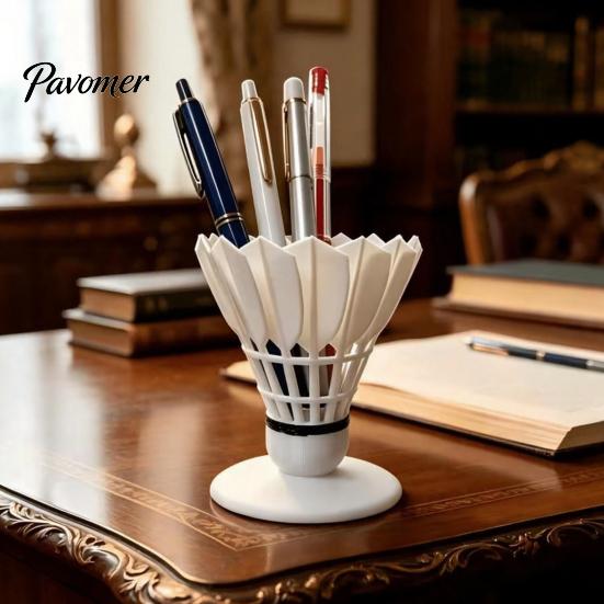 Gift for Badminton Players 3D Printed Pen Holder, Creative Shuttlecock Shape Desk Organizer Desktop Stationery Pencils Markers, Large Capacity