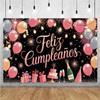 Happy Theme Background In Spanish, Party Decoration with Colored Globes, Background Banner, Gift for Children, Photo Session