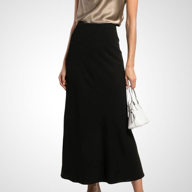 

Элегантная грациозная юбка средней длины, длинная, легко сочетающаяся, с завышенной талией Black- S