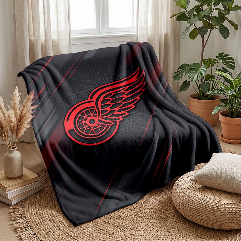 Detroit Red Wings Flannel Fleece Blanket Cozy Warm Throw Blanket For Couch Bed Travel All Season Use