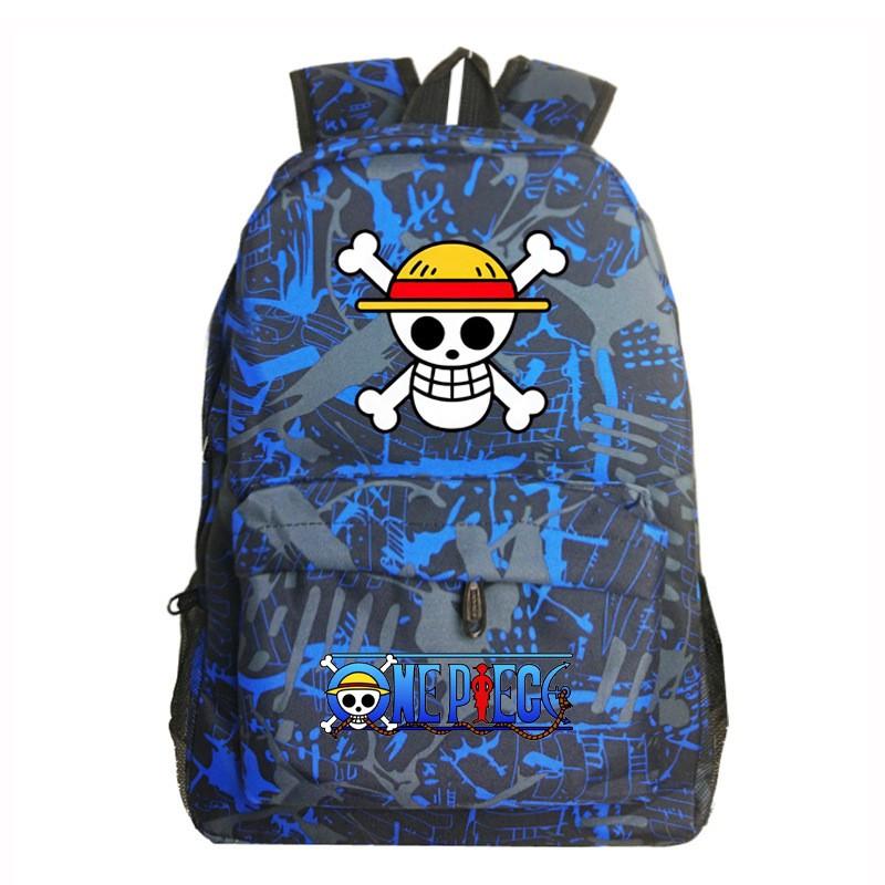 One Piece Anime School Backpack Kids Lightweight Ergonomic Dual-Shoulder Bag With Geometric Print Oxford Fabric
