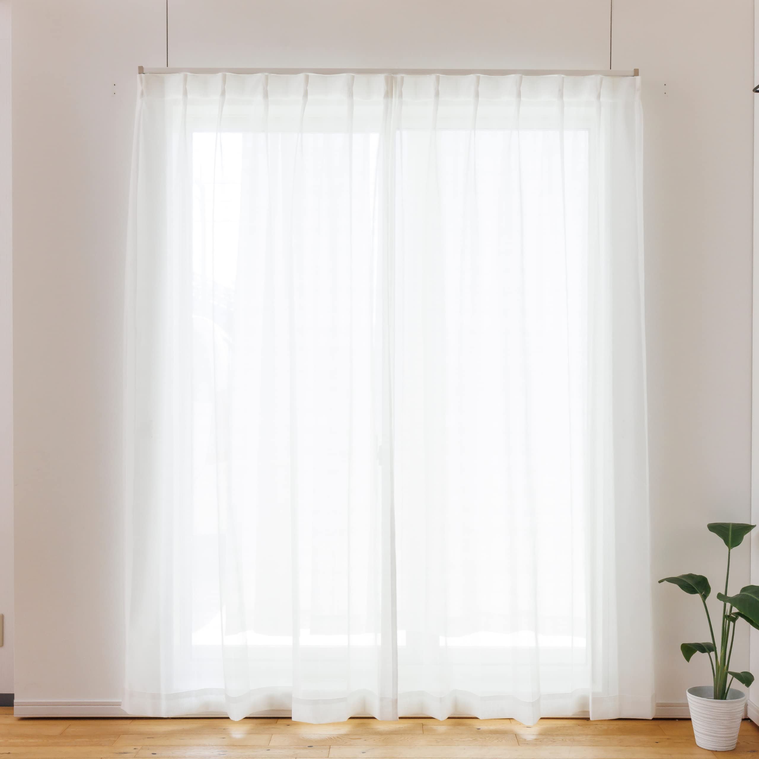 

Curtain Laboratory Mirror Lace 100cm Wide x 133cm Set of 2 Obscures Daytime UV Brightens Simple Includes Adjustable Hooks Flame-Retardant White белый