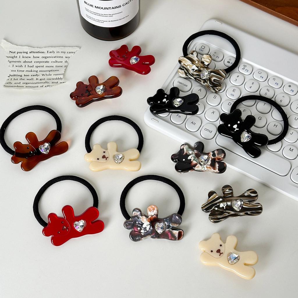 Hair Bear Fashionable Clips And Elastic Hair Ties Adorable Acetate Accessories