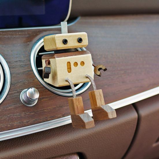 Car Air Fresheners Wooden Robot Figurine with Swinging Legs Car