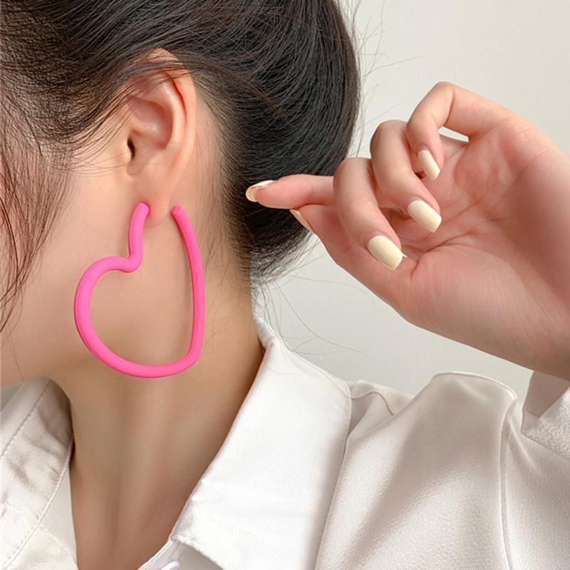 Fashion Geometric Personality Neon Acrylic Big Star Hoop Earring For Women Hollow Heart Earring Jewelry