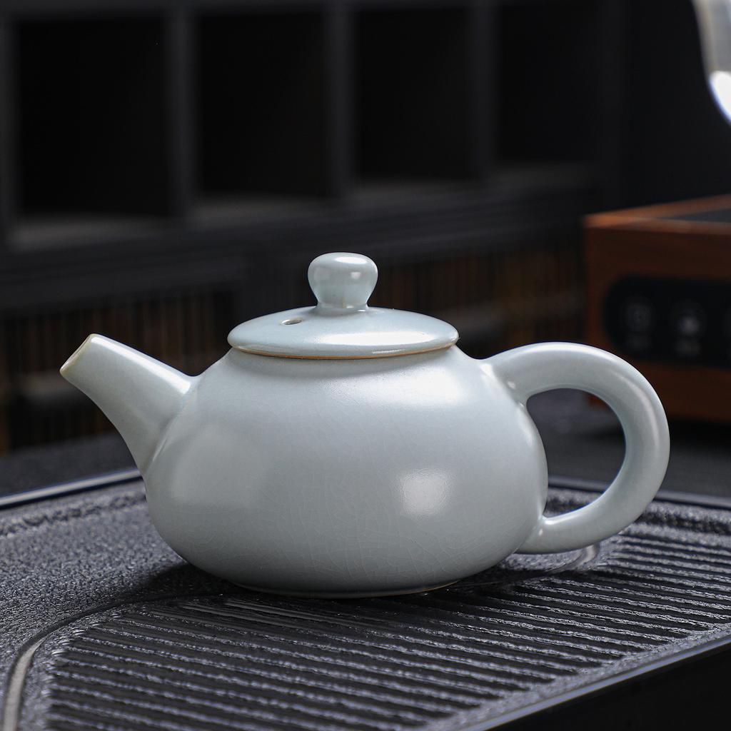 Ru kiln open keramische theepot Kung Fu theeset enkele pot ijsbarstglazuur bubbeltheepot schaduw cyaan paarsglazuur theepot