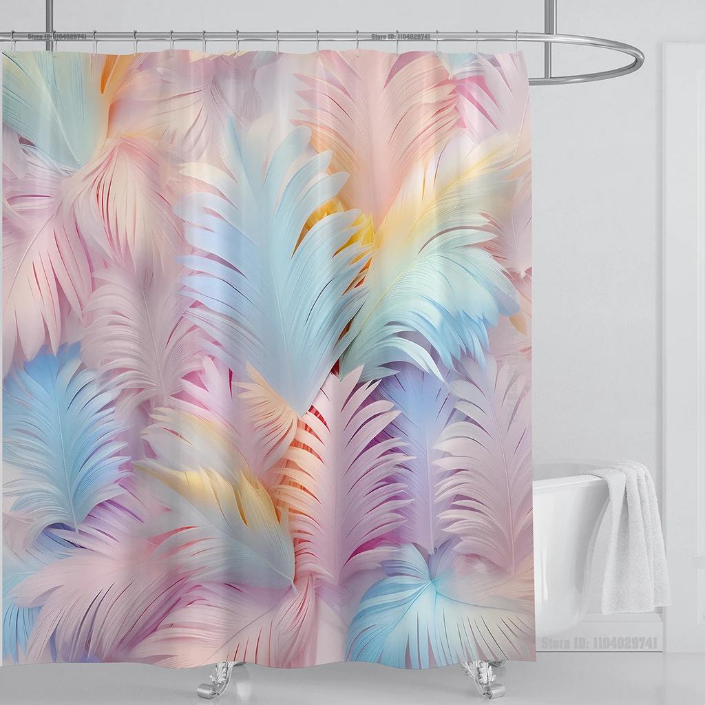 3d Flower Floral Shower Curtain Waterproof Shower Curtain Polyester Fabric 3D Printed Curtain Bathroom Decoration with Hooks