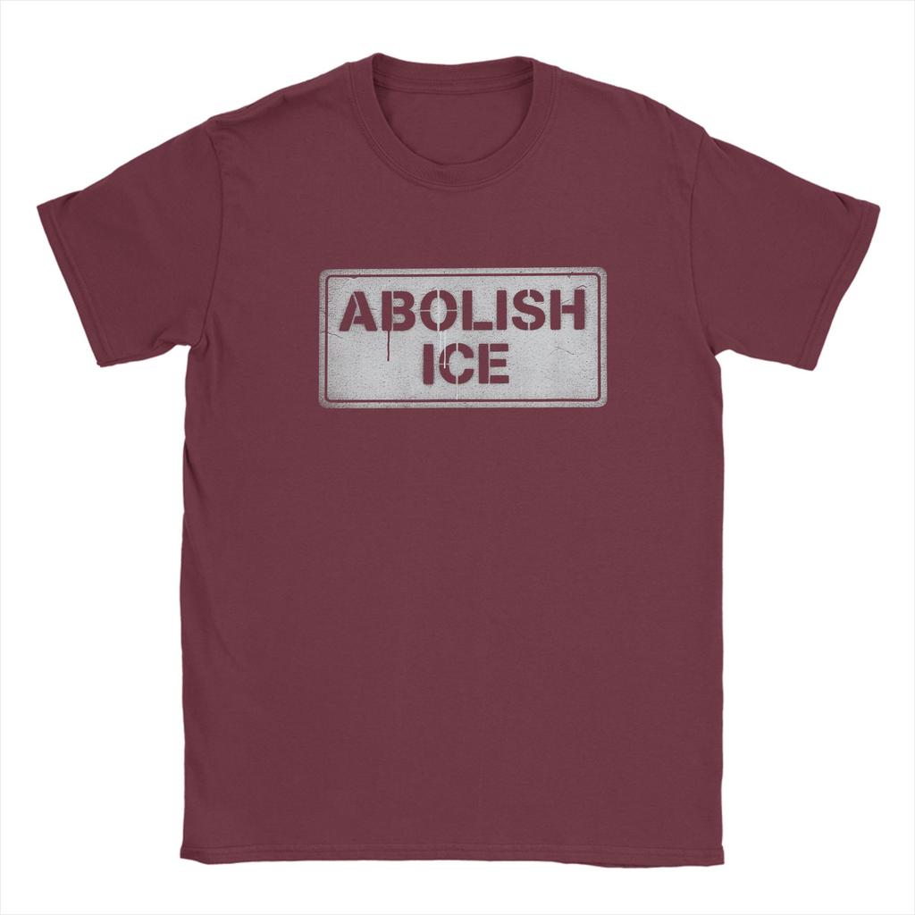 Abolish ICE Political Protest Sign TShirt for Unisex Vintage Cotton Tee Shirt Crewneck Short Sleeve T Shirt Gift Clothes