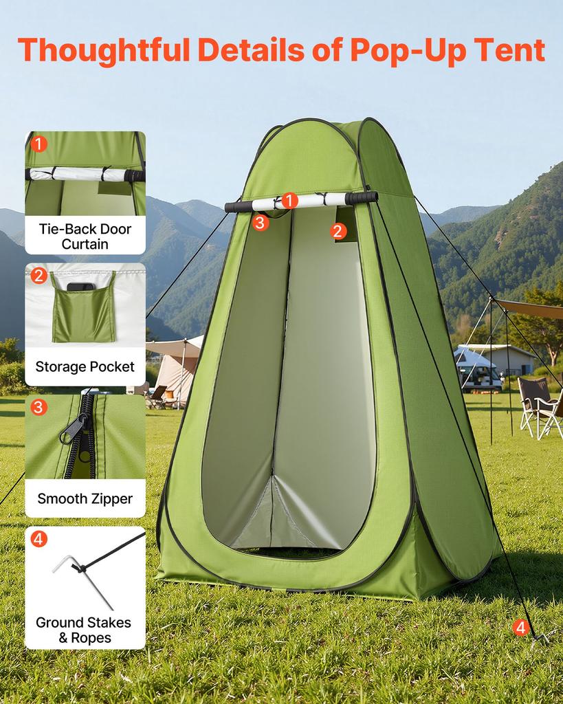 VEVOR Portable Toilet Kit, 150 Kg Load Capacity, Folding Camping Toilet with Pop-Up Privacy Tent, Outdoor Travel Potty for Adults with Carry Bags