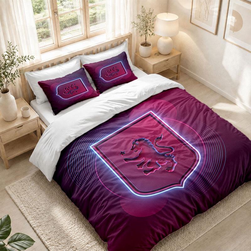 Set Biancheria da Letto 1 Copripiumino 2 Federe Stampa Calcio Aston Villa Camera da Letto Decorazione Casa
