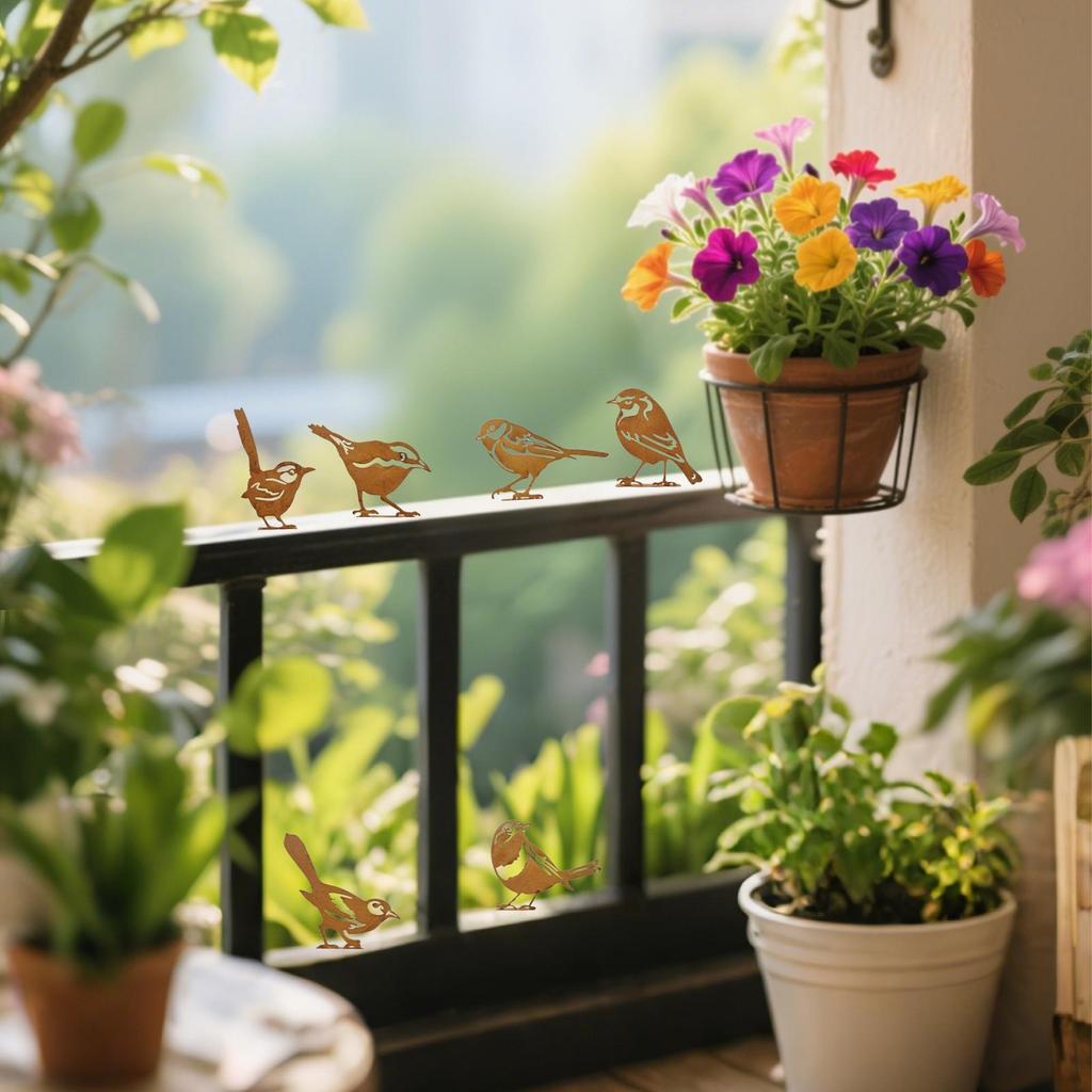 6 Pieces Rustic Metal Bird Decorations Outdoor Metal Bird Wall Crafts Metal Bird Craft Sculpture Ornaments For Garden Yard