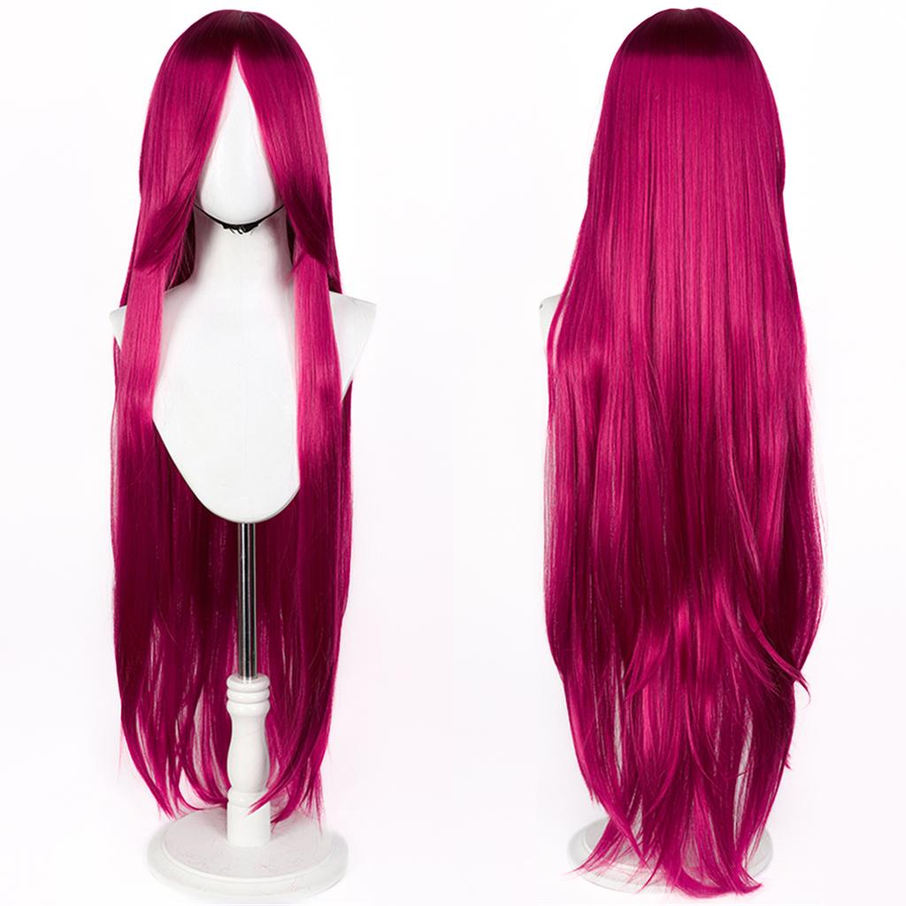 Parrucca Cosplay Lunga Dritta 100CM Multicolore Rosa Biondo Nero Parrucca Costume Anime Parrucca Cos Sintetica Universale Parrucca per Uso Quotidiano Feste
