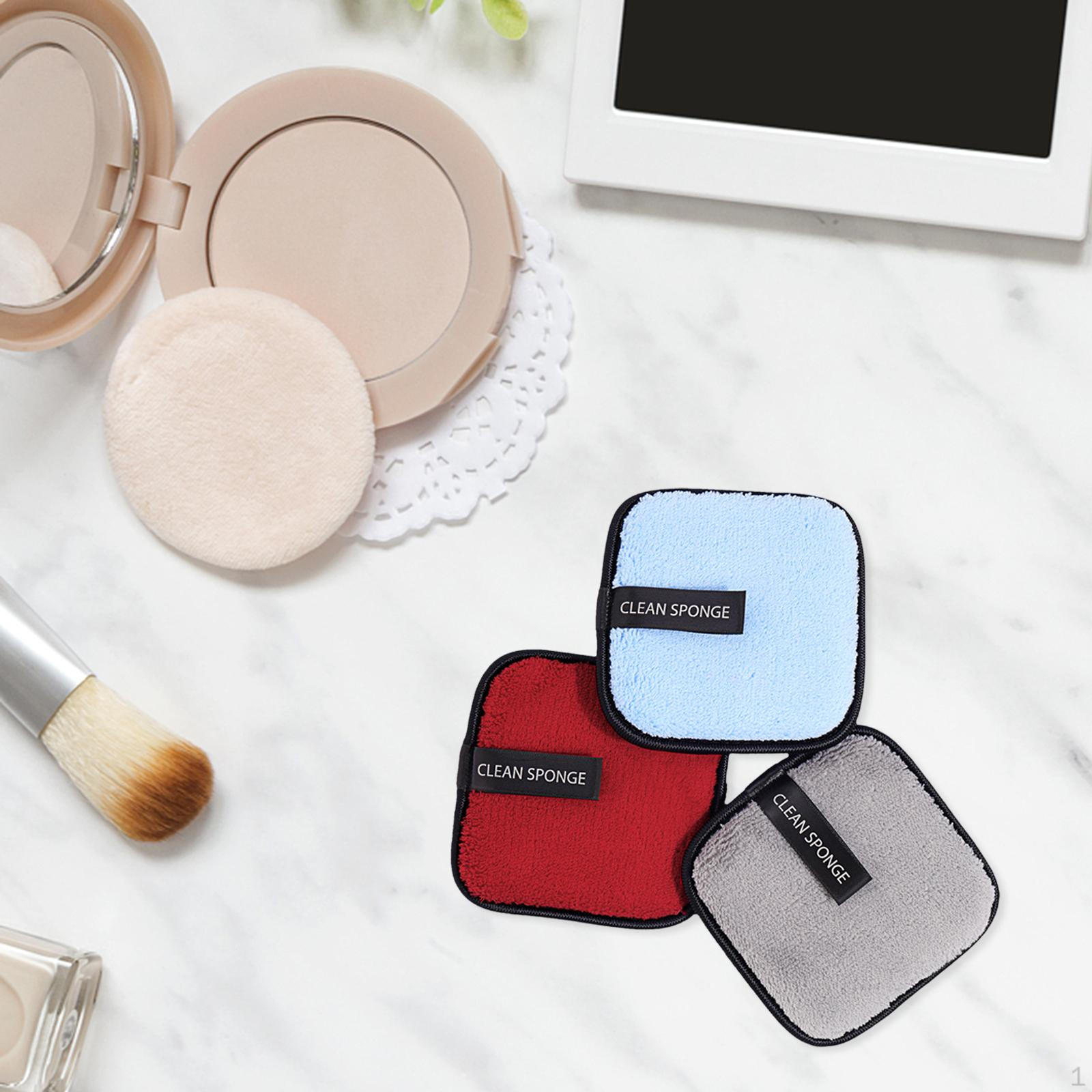 

3 Remover Pads Eco Friendly Multifunctional Soft Facial Cleaning puff Towels Make up Removing Cloth Blue Red Gray