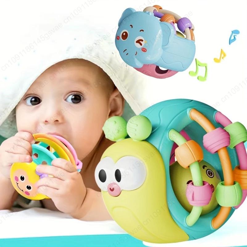 Hand-Held Baby Rattle Puzzle Early Education Snail Rattle Plastic Ball Color Festival Can Send Birthday Christmas Gifts
