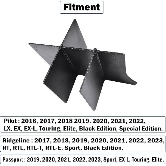RUNROAD Center Console Organizer Compatible With Honda Pilot (2016-)/ Ridgeline (2017-)/ Passport (-) Accessories, Ert Armrest Dividers ABS Secondary