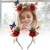 Enchanting Forest Style Antler Headband With Faux Flowers For Christmas Celebrations