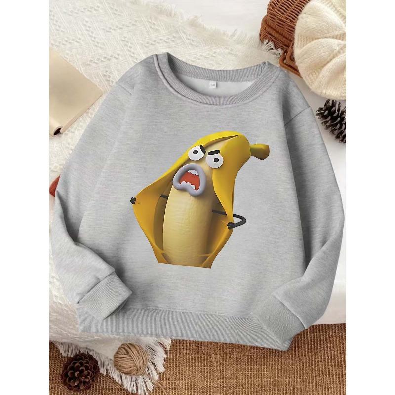 European Sizes New Fashionable Kids' Sweatshirt, Comfortable Crewneck Sweatshirt for Kids, Casual Versatile Trendy Printed Top for Students