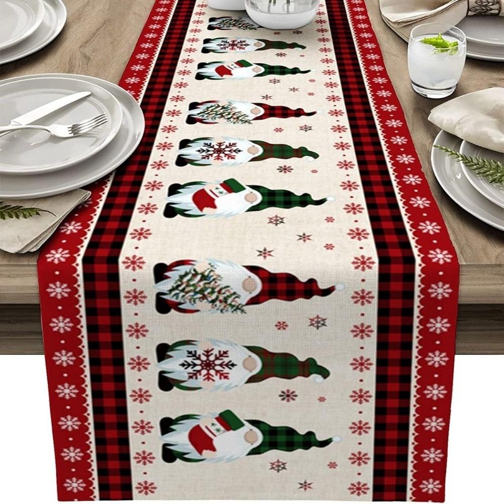 Santa Claus Christmas Table Flag Snowflake Xmas Tablecloth Christmas Table Runner Living Room