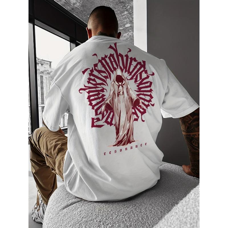 Men's Streetwear Casual Short Sleeve T-Shirt for Summer - Round Neck Regular Fit with Chest Print, Machine Washable Breathable, Layering Basic Tee