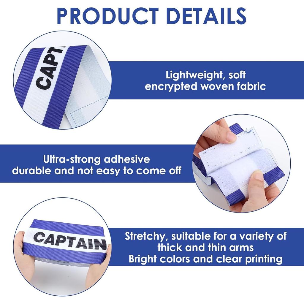 Football Captains Armbands 3Pcs Captain Armband Kid Polyester Captains Armband Adjustable Elastic Sports Arm Bands Football Accessories 3Colours