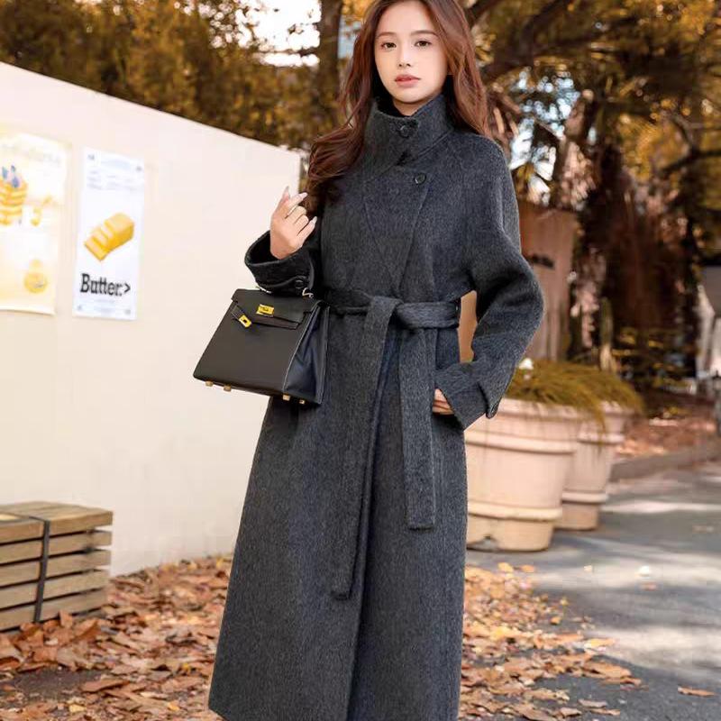 

Stand Collar Autumn and Winter Cashmere Mid-length Coat Thick Wool Coat Thickened New Year s Shirt S