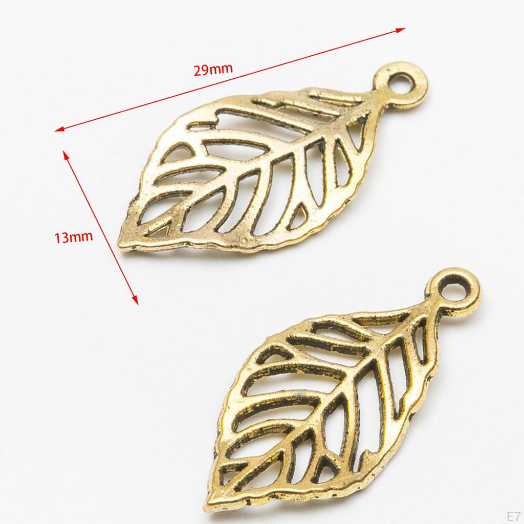 50 Pack Leaf Charms, Hollow Pendants, Alloy, Connectors, DIY Crafts, Decoration, Exquisite