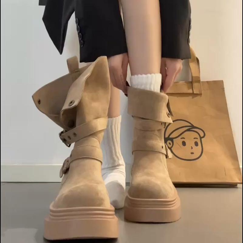 French explosion thick-soled British style heightening Martin boots women's summer Korean version fashion thin explosion short boots children